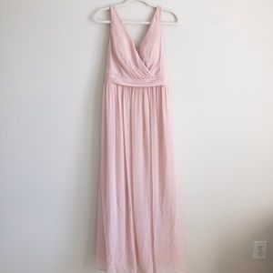 Light pink chiffon vneck formal/bridesmaid dress